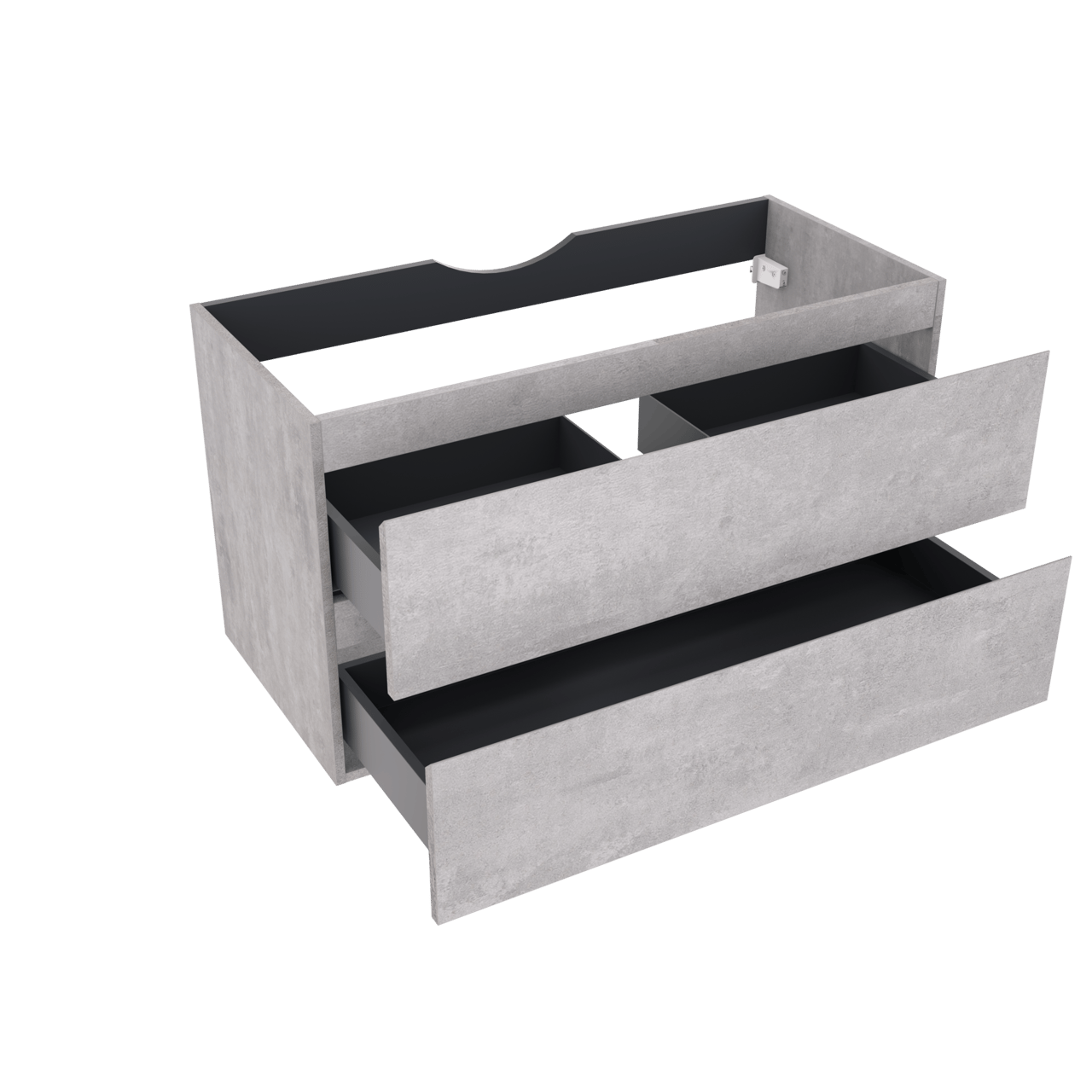 Linie Lado hängender Waschbeckenunterschrank: 100 x 46 cm, Beton dunkelgrau, 2 Schubladen