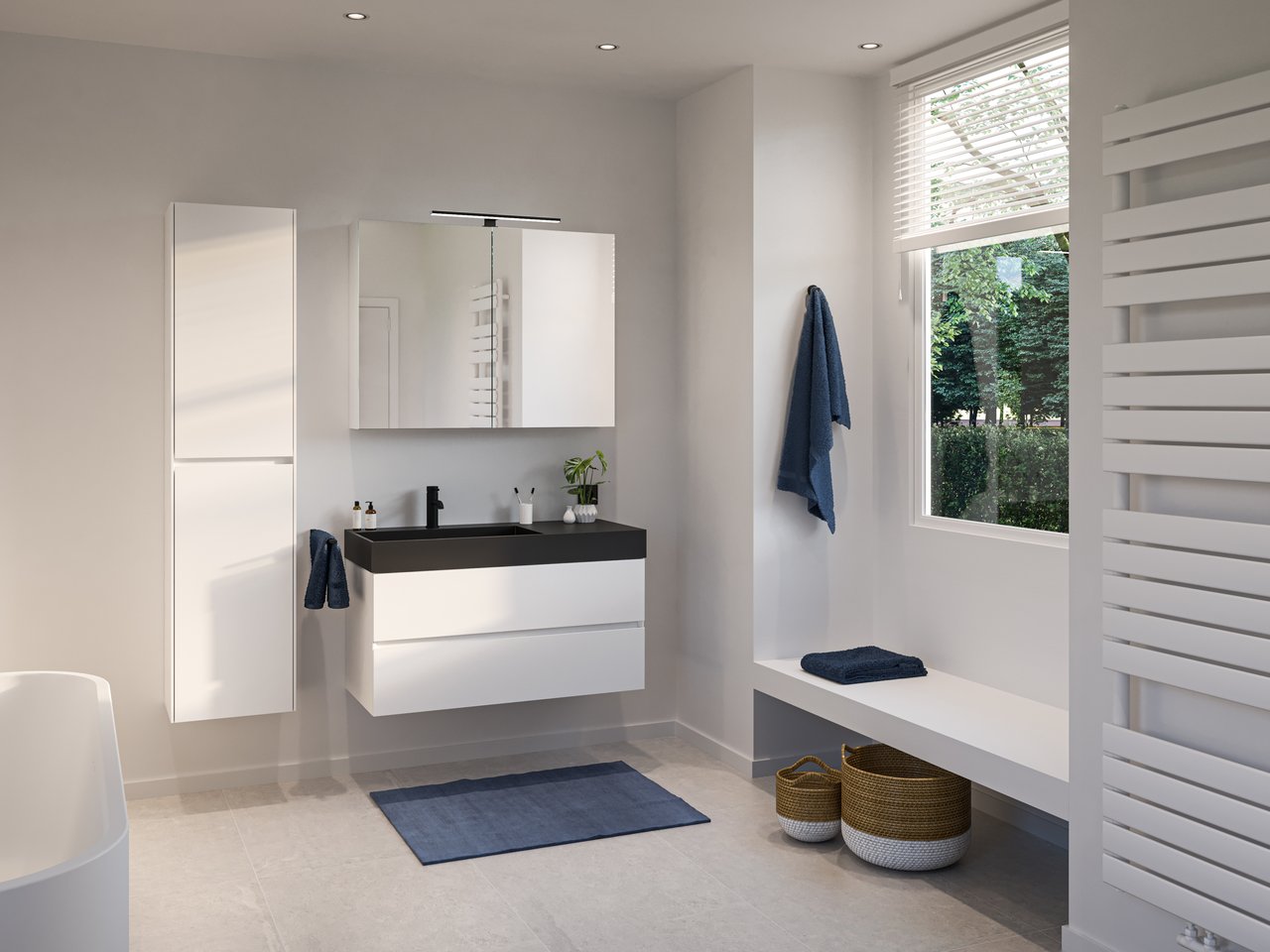 Storke Edge zwevende wastafelonderkast 100 x 46 cm mat wit 2 lades