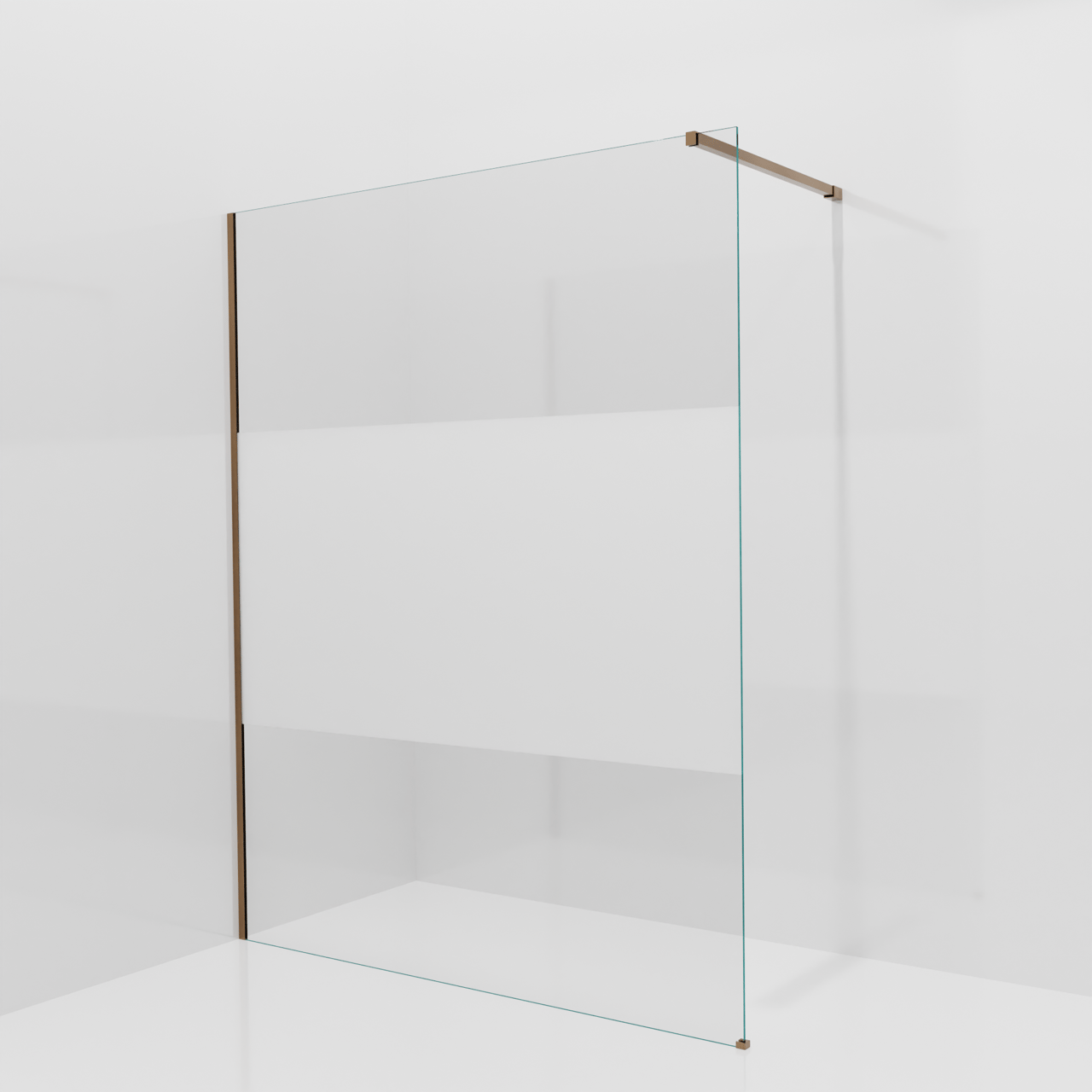 Balmani Modular inloopdouche: 160 x 200 cm, Helder glas met matte strook met coating, Brushed Rosegold profielen