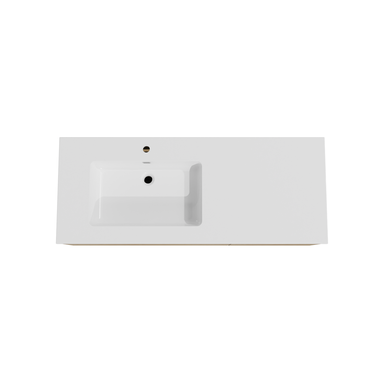 Storke Edge zwevend badkamermeubel 130 x 52 cm ruwe eik met Diva asymmetrisch linkse wastafel in composietmarmer glanzend wit