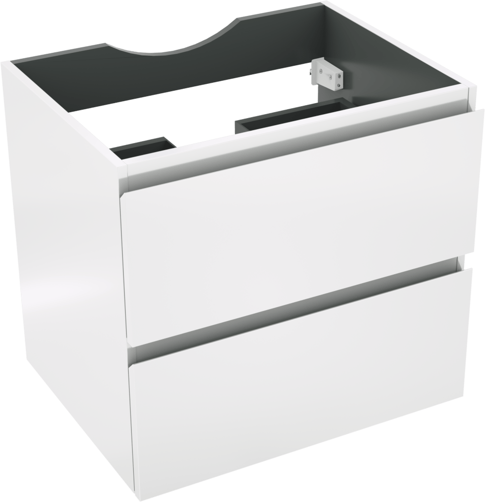 Linie Lado meuble sous-lavabo suspendu 60 x 46 cm Blanc Brillant 2 tiroirs