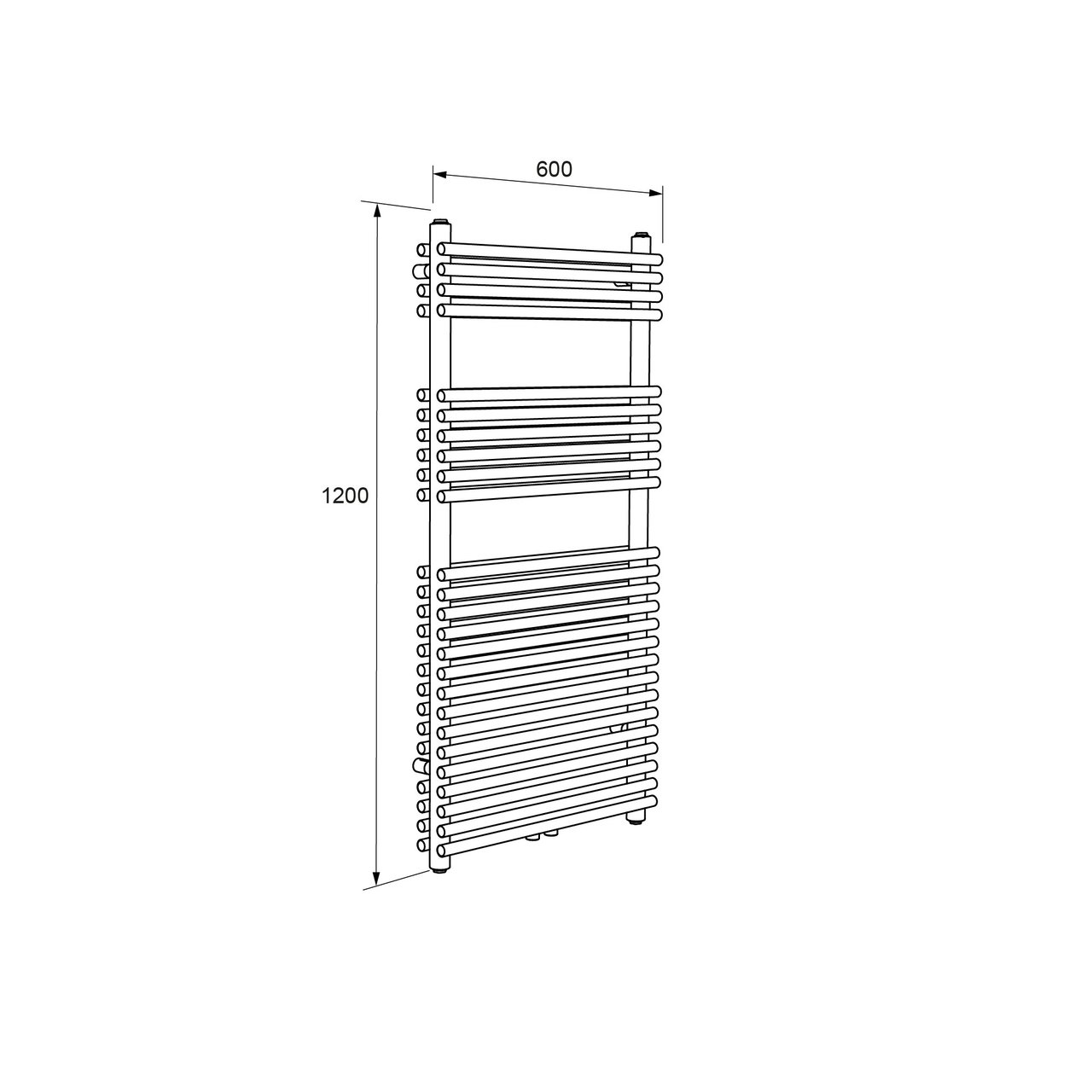 Vipera Alegria dubbele handdoekradiator 60 x 120 cm elektrische verwarming glanzend wit zij- en middenaansluiting 1.192W, weerstand inbegrepen