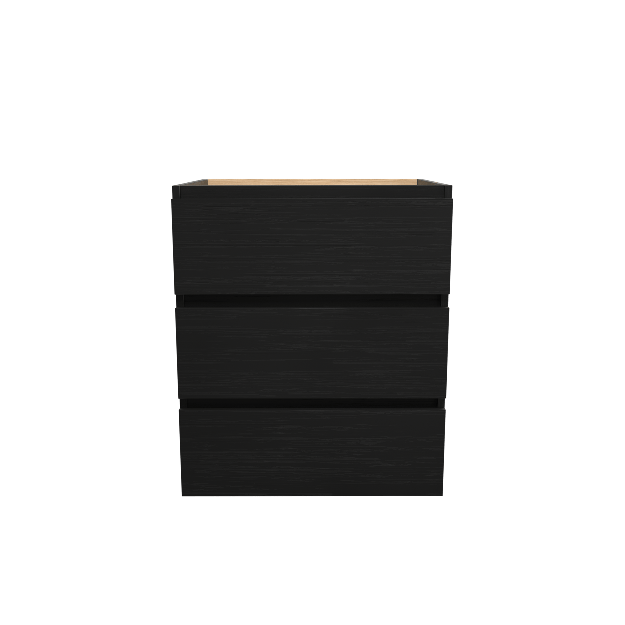 Balmani Lucida stehender Waschbeckenunterschrank: 67,5 x 55 cm, Eiche Schwarz, 3 Schubladen