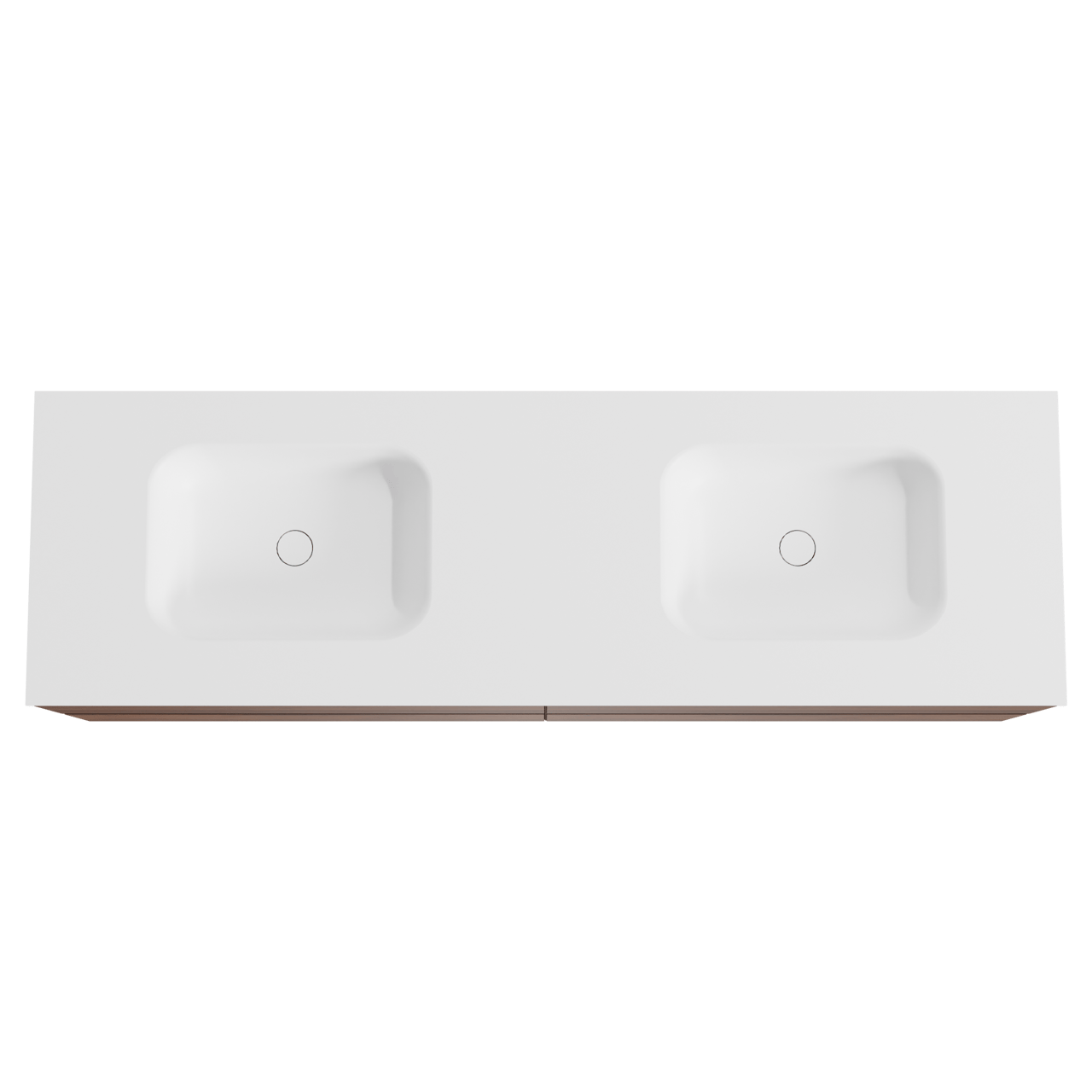 Balmani Mitra zwevend badkamermeubel 180 x 55 cm notelaar met Tablo Arcato dubbele wastafel in solid surface mat wit