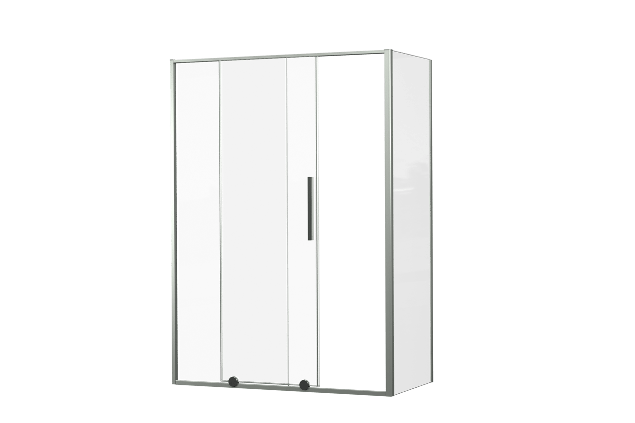 Luca Varess Morano paroi d'angle avec porte coulissante et paroi latérale fixe 140 x 70 cm verre transparent profil chrome brillant