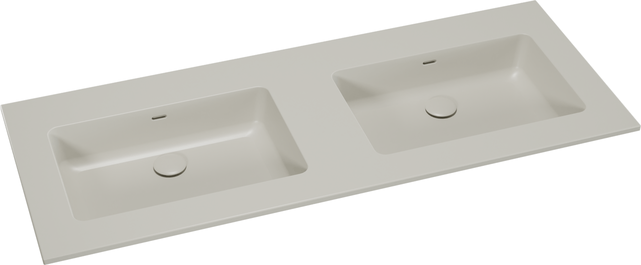 Storke Diva double vasque top solid soie grise matte 130 x 52 cm