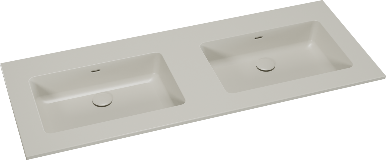 Storke Diva double vasque top solid soie grise matte 130 x 52 cm