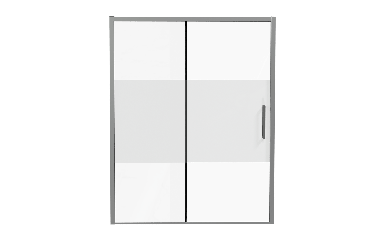 Luca Varess Senses porte coulissante gauche 160 x 200 cm verre transparent avec bande matte profil chrome brillant