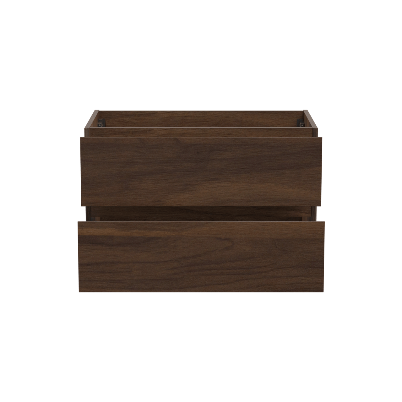 Storke Edge hängender Waschbeckenunterschrank: 85 x 52 cm, Nussbaum, 2 Schubladen