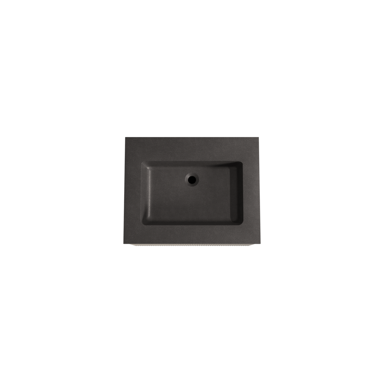 Storke Ribs zwevend badmeubel 65 x 52 cm ruw eiken met Scuro enkele wastafel in kwarts mat zwart, Verticale symmetrische rechte ribbel