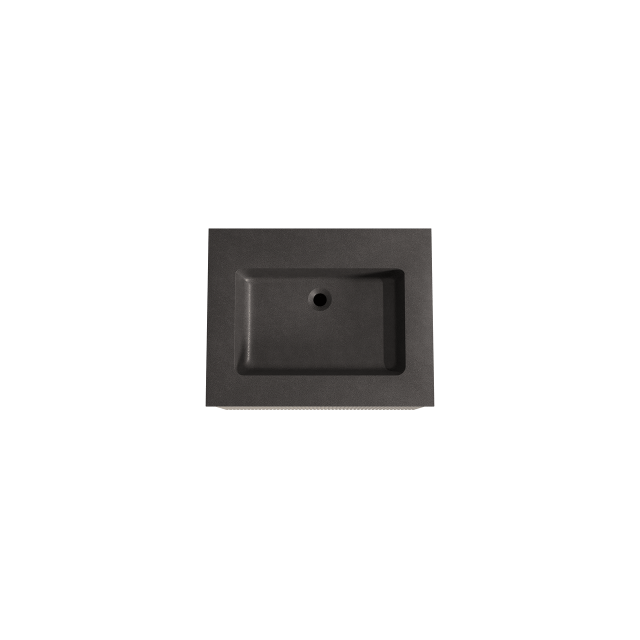 Storke Ribs hängendes Möbelstück Set: 65 x 52 cm, Rohe Eiche, mit Scuro Einzelwaschtisch, Quarz, Schwarz matt, Vertikale symmetrische gerade Rippe