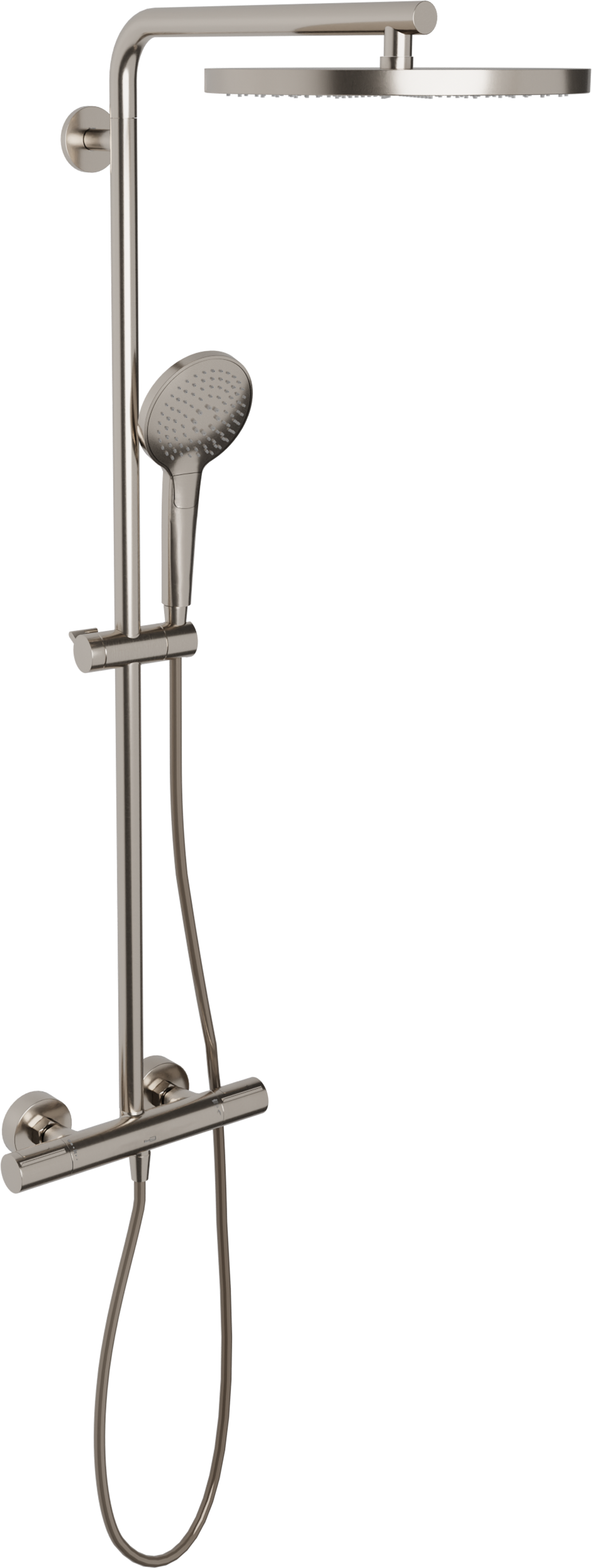 Blaufoss Nola 300 Regendusche Duschsystem mit Thermostatbatterie: Wandmontage, Brushed CoolMetal