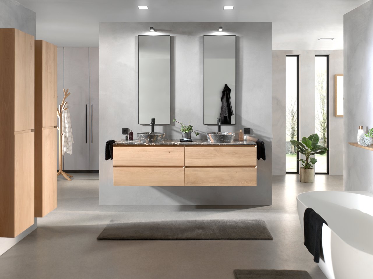 Balmani Mitra zwevende badkamerkast natuur eik 35 x 35 x 169 cm