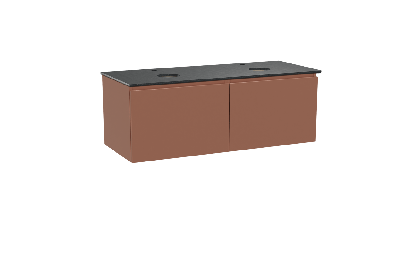 Balmani Sfera meuble salle de bains suspendu 135 x 55 cm cotto avec Facetta tablette double en granit noir