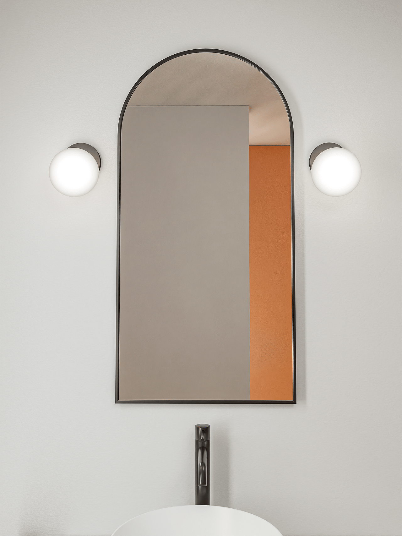 Storke Nero Badspiegel: Rund, Schwarz, 45 x 90 cm