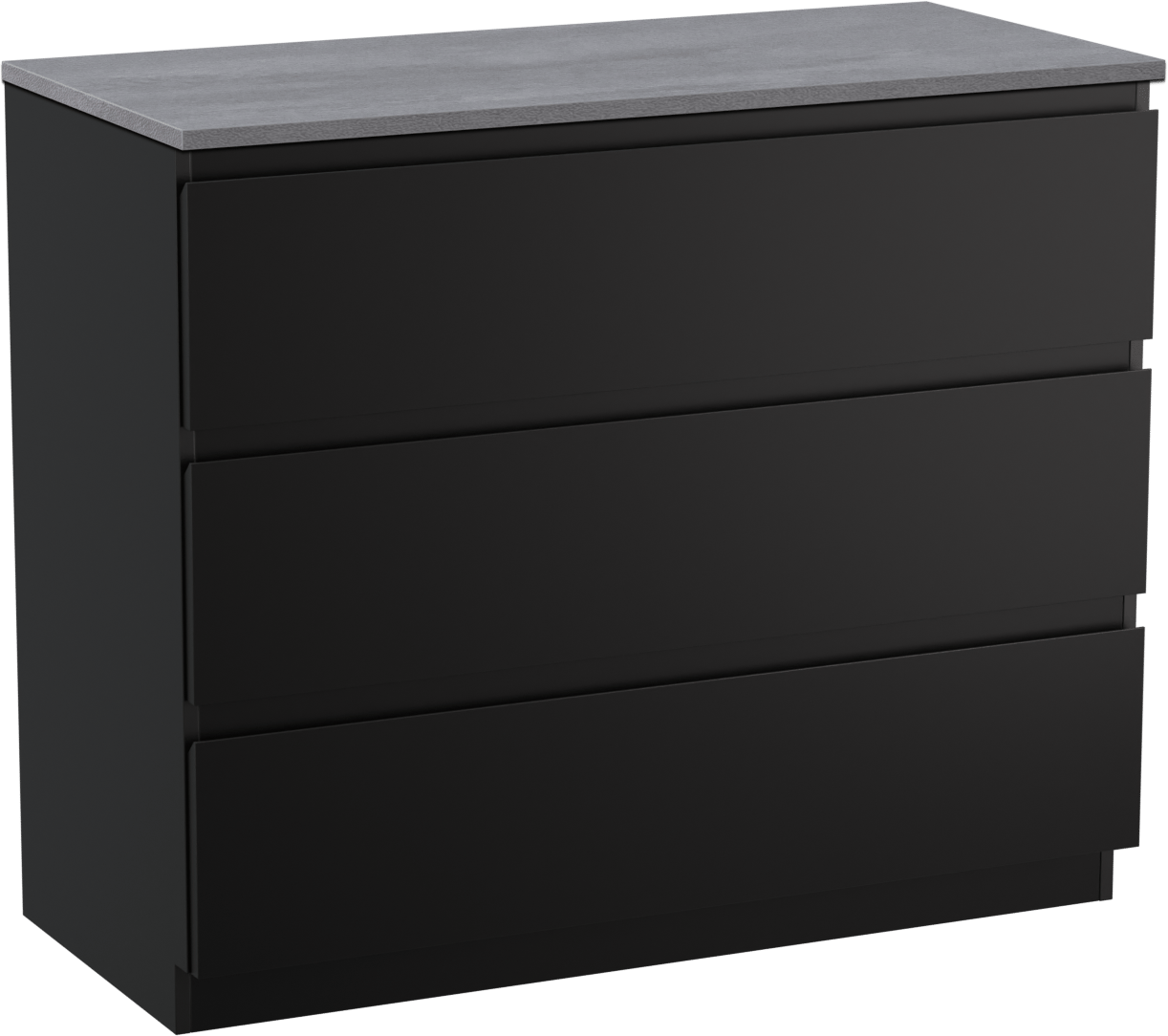 Linie Lado staand badmeubel 100 x 46 cm mat zwart met Lado enkel of dubbel wastafelblad in melamine beton donkergrijs