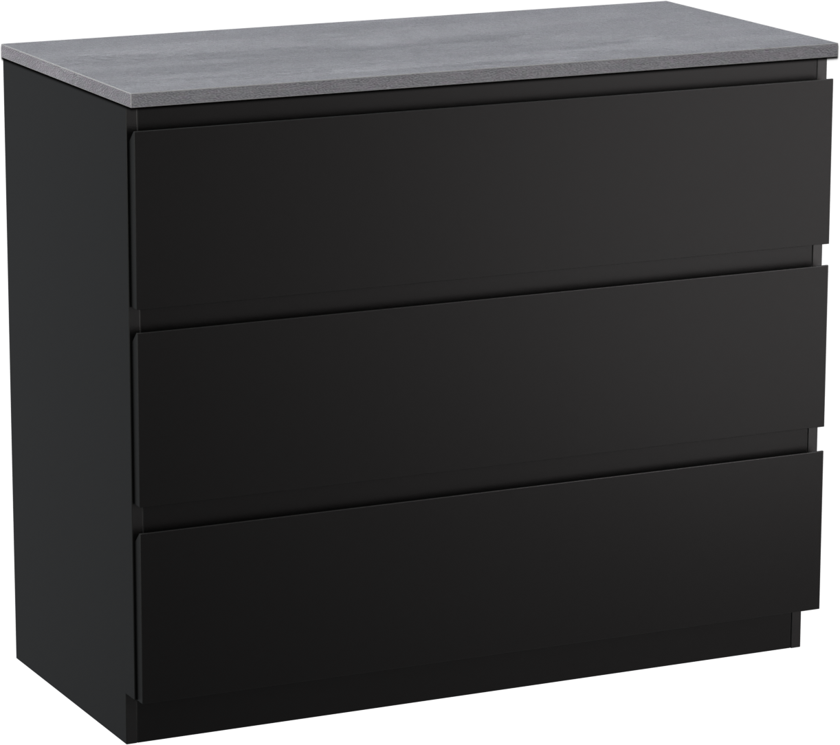 Linie Lado staand badmeubel 100 x 46 cm mat zwart met Lado enkel of dubbel wastafelblad in melamine beton donkergrijs