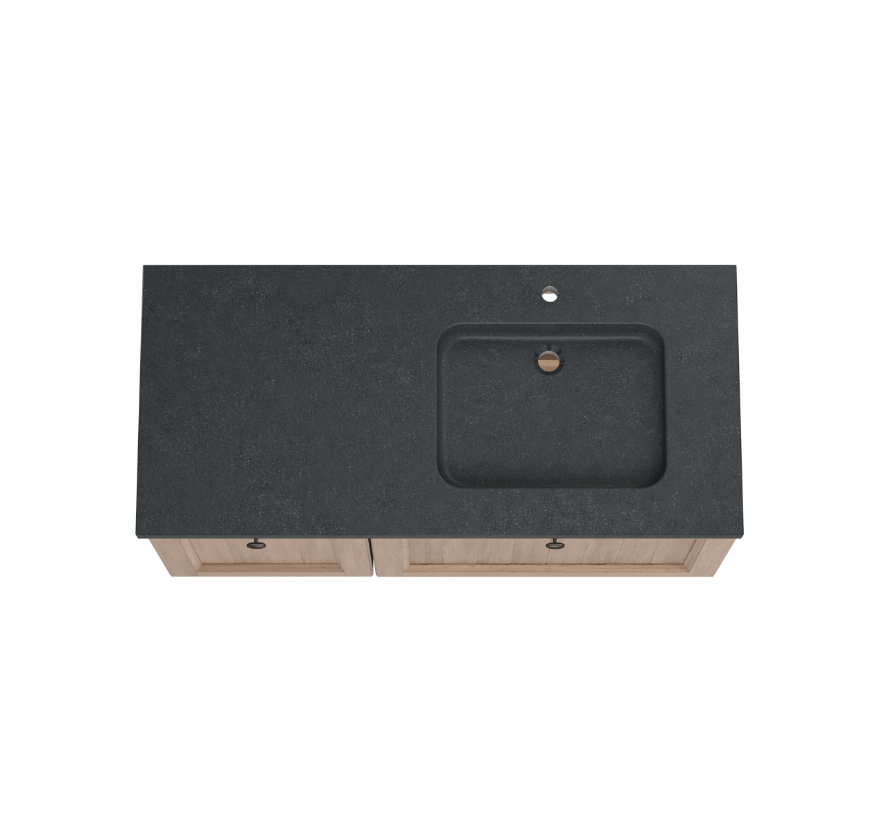 Balmani Lemon zwevend badmeubel 120 x 55 cm verweerd eiken met Napoli asymmetrisch rechtse wastafel in zwart graniet