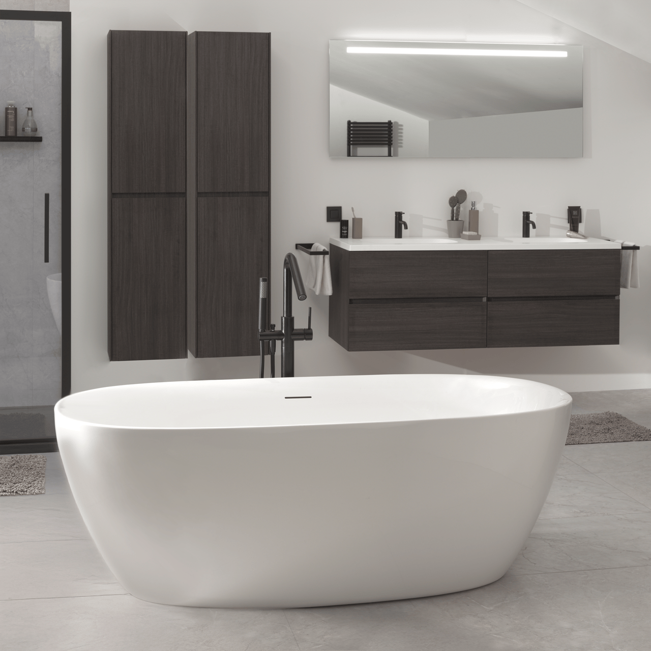 Luca Varess Marcia baignoire îlot ovale 170 x 80 cm acrylique Blanc Brillant