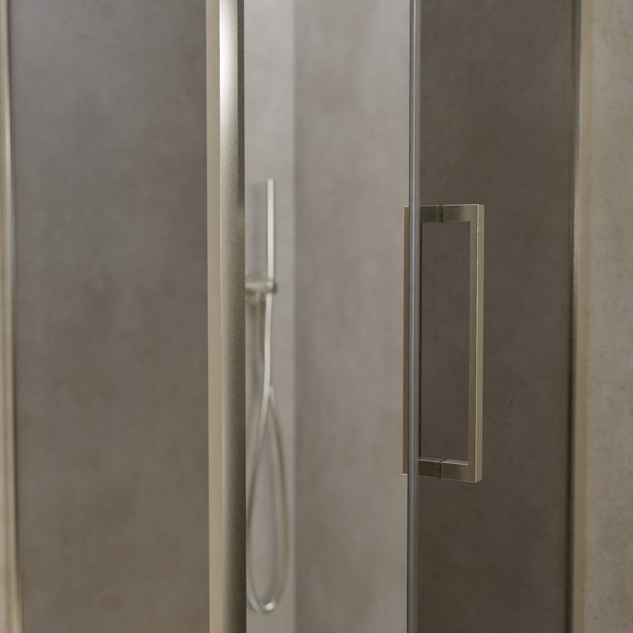 Balmani Senses Design Eckdusche: Drehtür (Rechts) mit fixierte Seitenwand, 90 x 90 cm, Reflex-Spiegelglas, Profil Brushed CoolMetal
