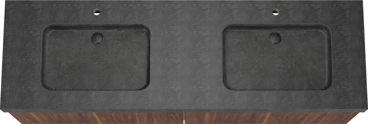 Balmani Sfera zwevend badmeubel 180 x 55 cm amerikaans notenhout met Napoli dubbele wastafel in zwart graniet