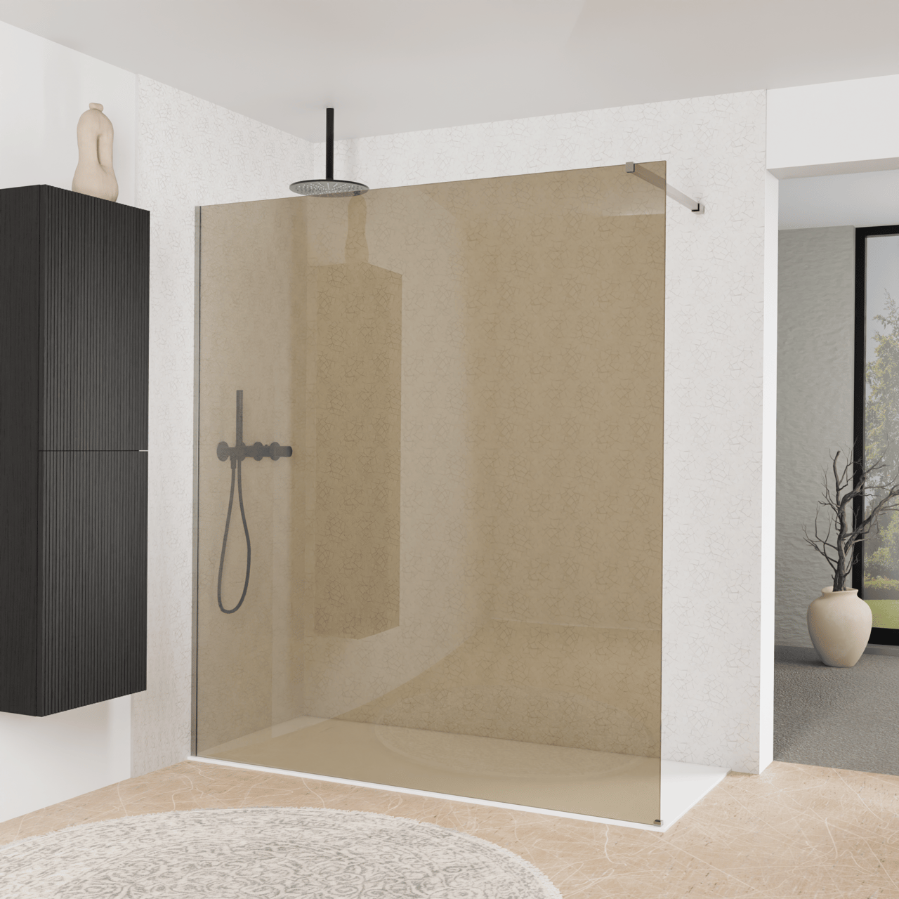 Balmani Modular inloopdouche: 180 x 200 cm, Brons glas met coating ...