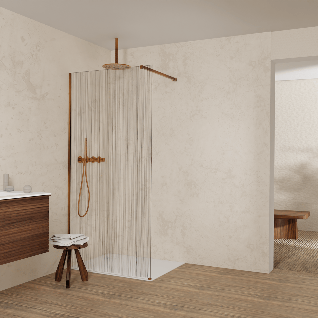 Balmani Modular inloopdouche: 100 x 200 cm, Mikado, Brushed Rosegold profielen