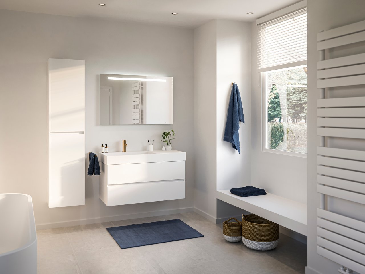 Storke Edge zwevende wastafelonderkast 100 x 46 cm mat wit 2 lades