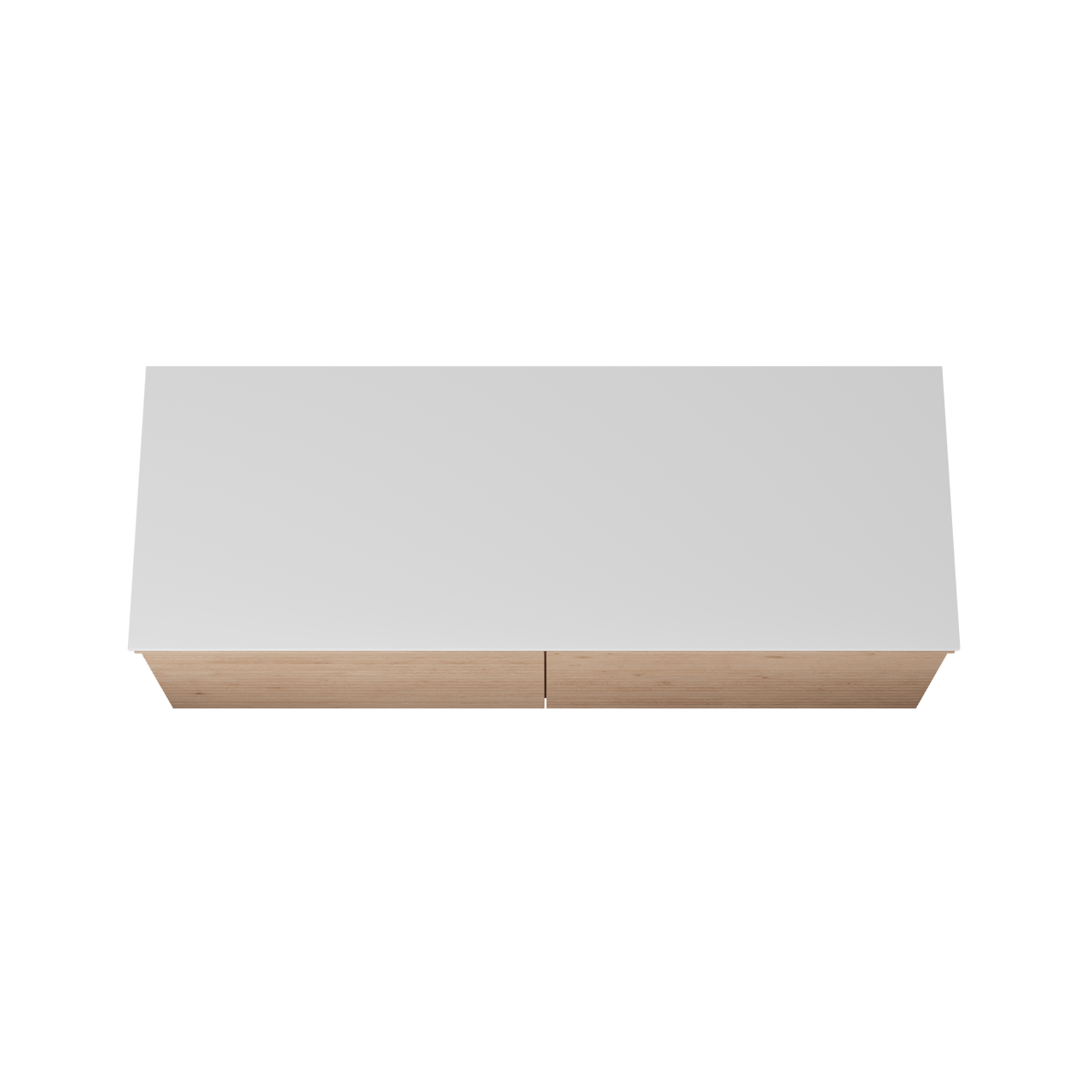 Balmani Forma hängendes Möbelstück Set: 150 x 55 cm, Naturbelassene Eiche, mit Stretto Einzel- oder Doppel Waschtischplatte, Solid Surface, Weiß matt, Horizontale symmetrische gerade Rippe