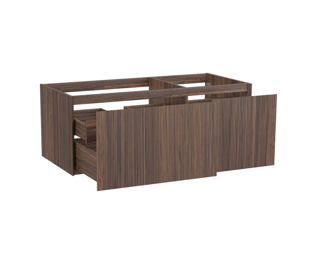 Balmani Fila meuble sous-lavabo suspendu 120 x 55 cm asymétrique gauche placage noyer 4 tiroirs