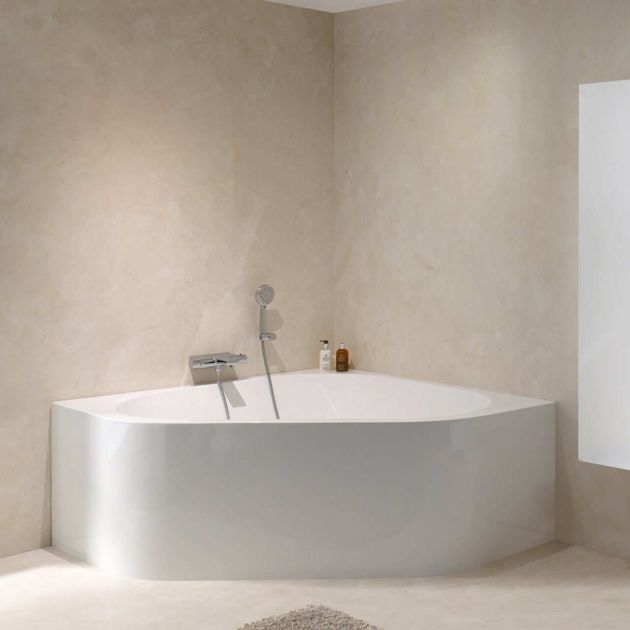 Luca Varess Idol baignoire d'angle gauche ou droite double 150 x 150 cm acrylique Blanc Brillant