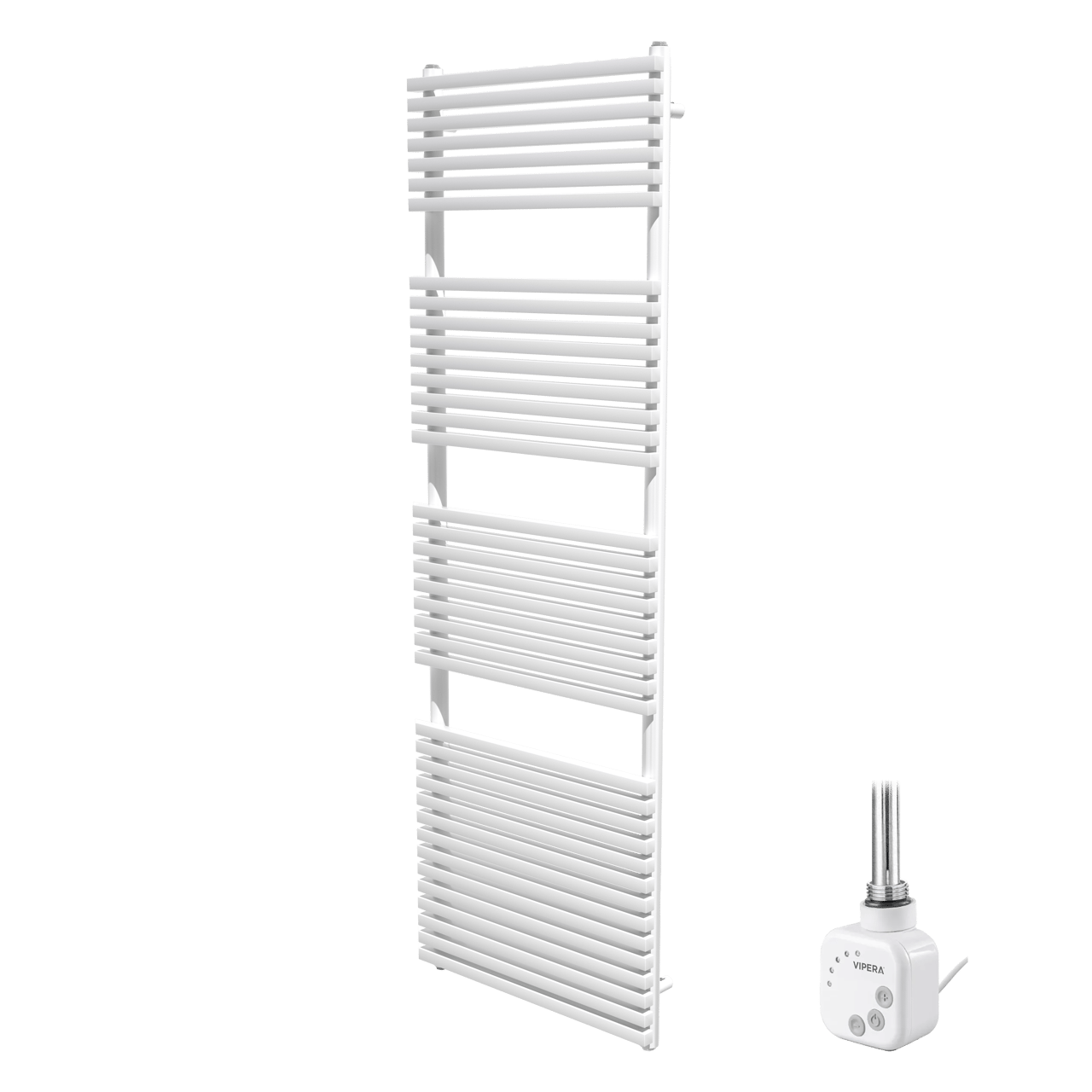 Vipera Vesuvio enkele handdoekradiator 60 x 180 cm elektrische verwarming mat wit zij- en middenaansluiting 1173W, weerstand inbegrepen