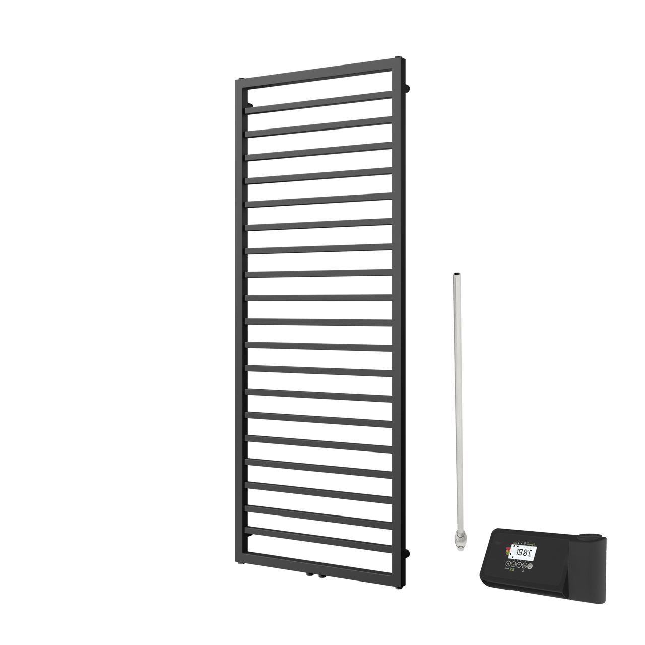 Vipera Listona sèche-serviettes Simple 60 x 180 cm chauffage électrique noir mat raccordement latéral et central possible 750W, résistance incluse