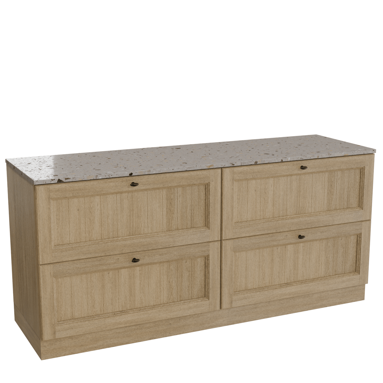 Balmani Lemon meuble salle de bains à poser 180 x 55 cm chêne vieilli avec Stretto tablette simple ou double en terrazzo greige terrazzo