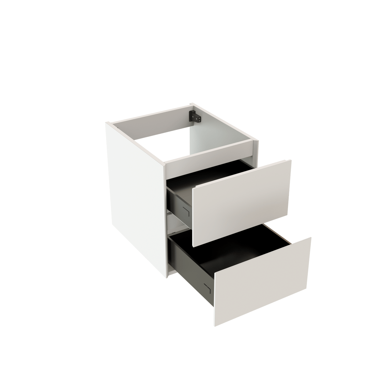 Storke Edge hängender Waschbeckenunterschrank: 45 x 52 cm, Weiß matt, 2 Schubladen