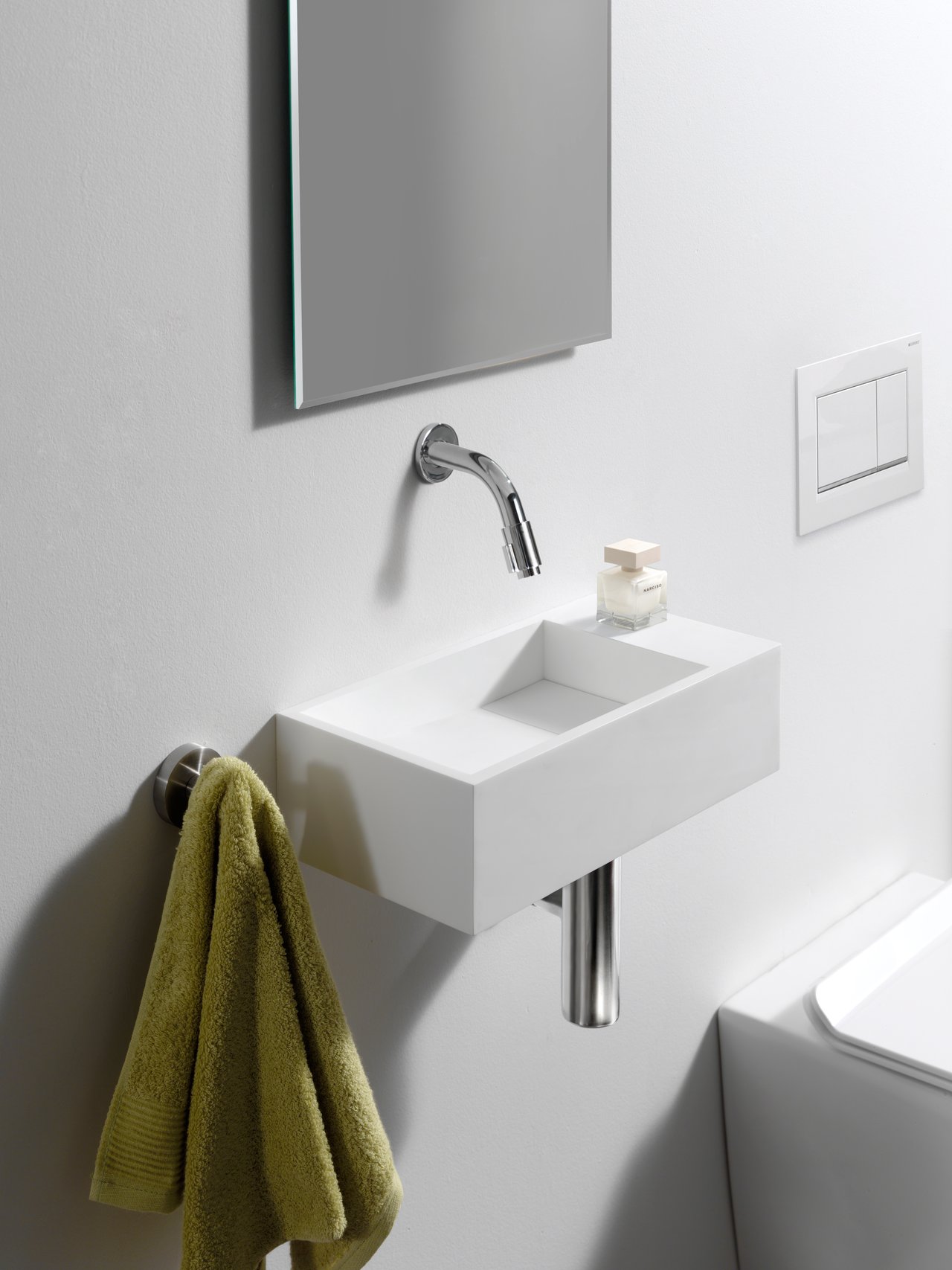 Balmani Mood Handwaschbecken: Solid Surface, Weiß Matt 36 x 18 cm