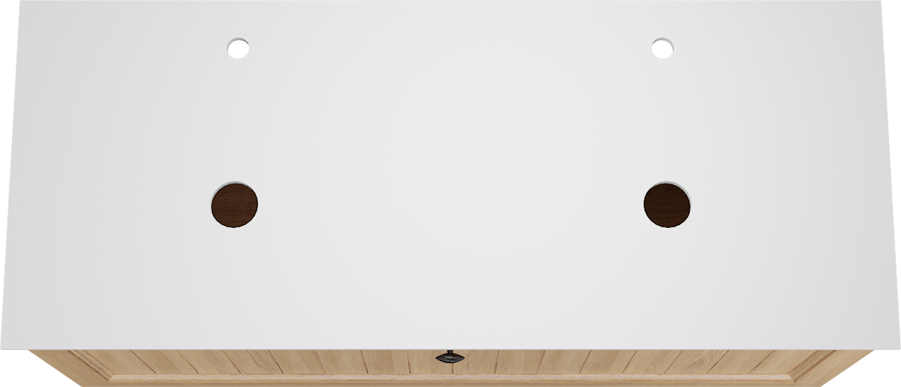 Balmani Lemon meuble salle de bains suspendu 135 x 55 cm, placage chêne naturel avec Facetta tablette double en blanc mat