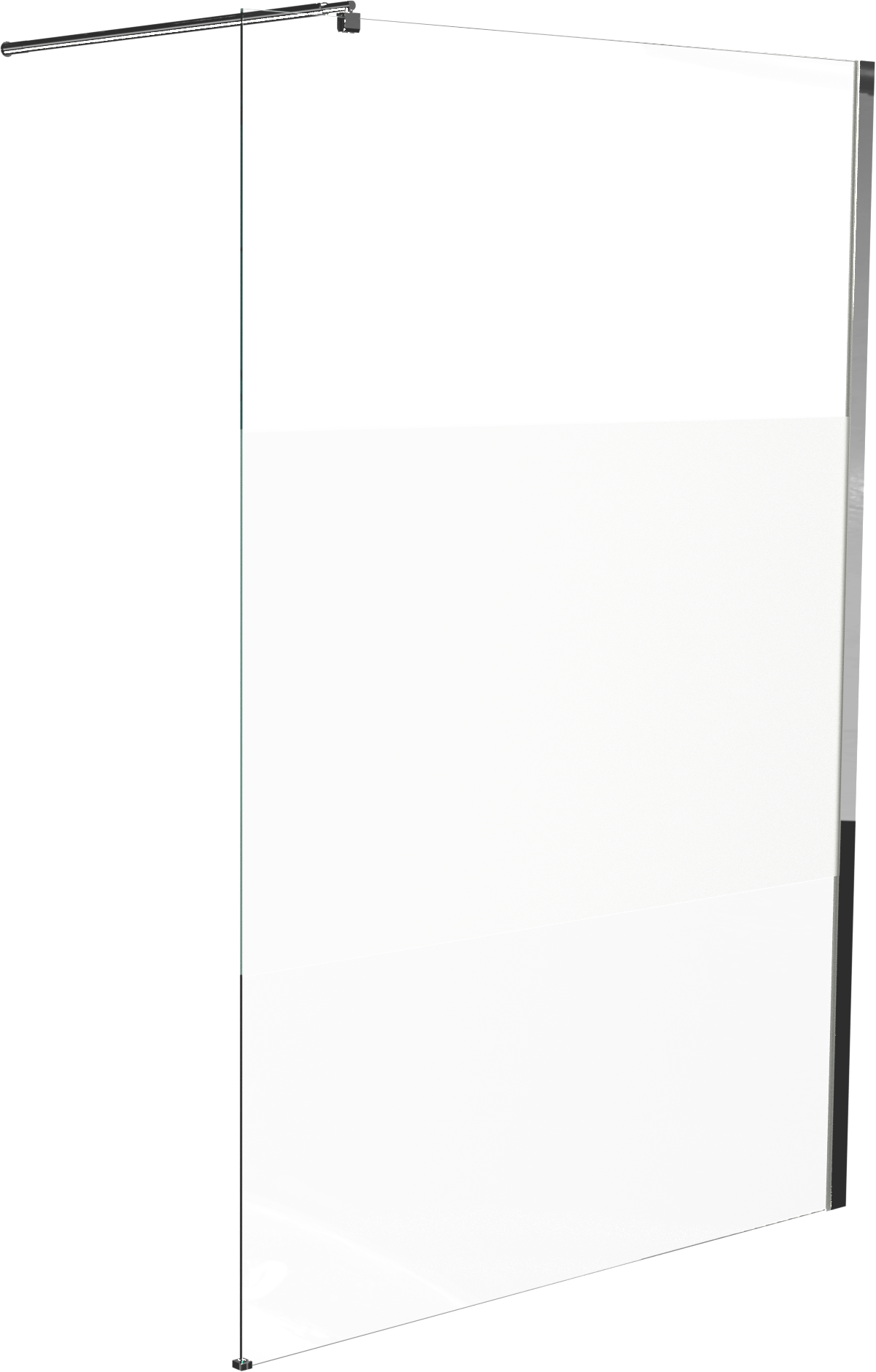 Linie Walk-In inloopdouche 120 x 200 cm helder glas met matte strook glanzend chroom profiel