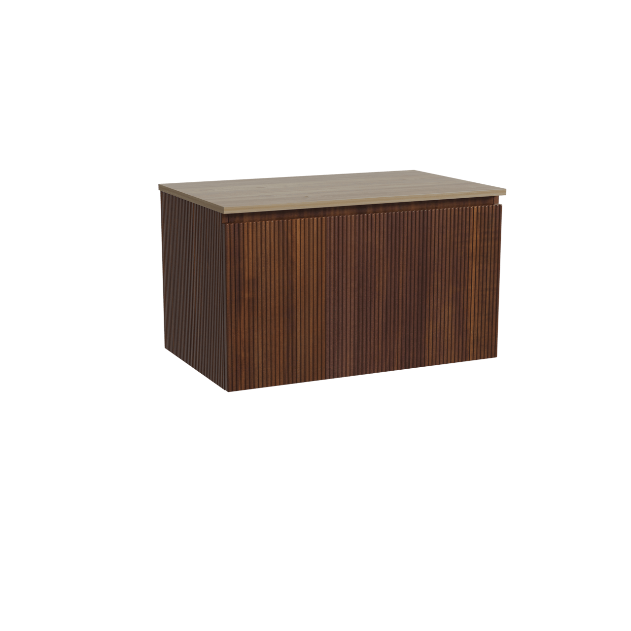 Storke Ribs hängendes Möbelstück Set: 85 x 52 cm, Nussbaum, mit Panton Einzel Waschtischplatte, Melamin, Rohe Eiche, Vertikale symmetrische gerade Rippe