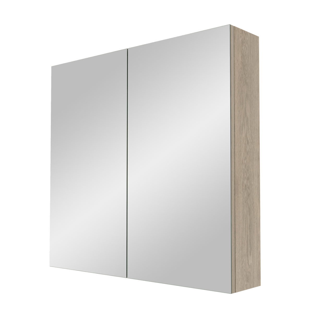 Linie Montro Spiegelschrank Bad: 80 x 75 cm, graue Eiche