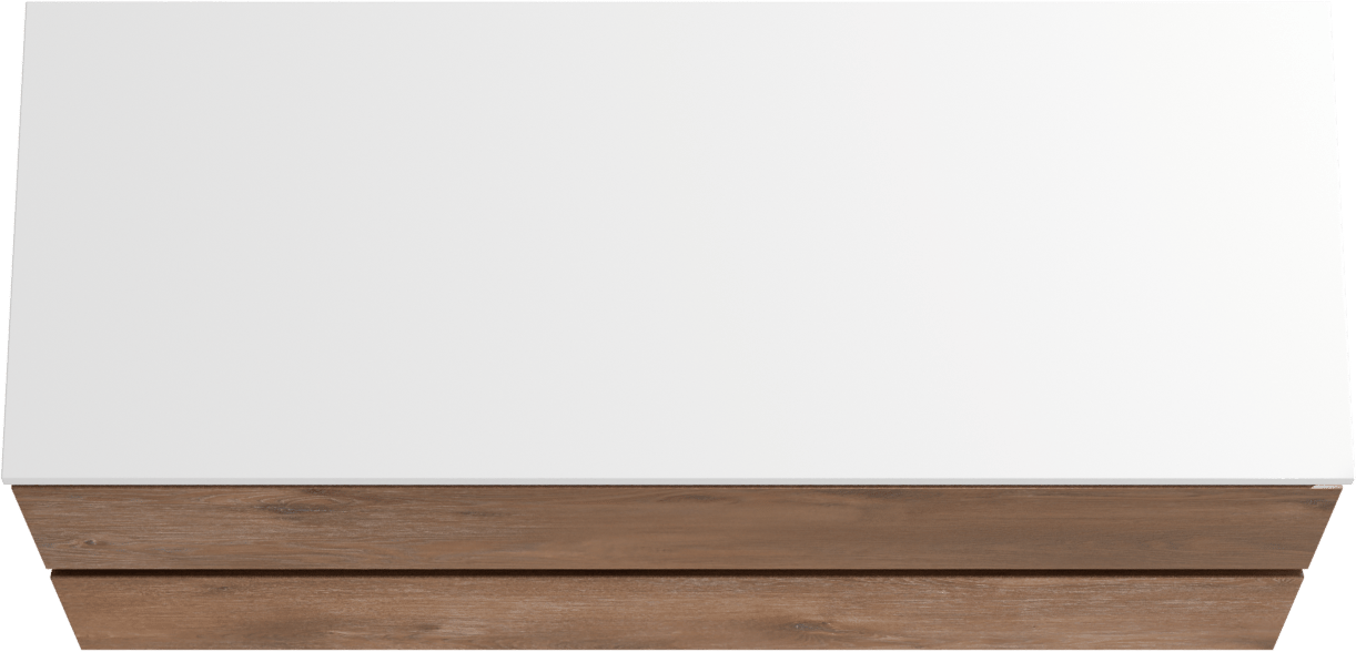 Linie Lado meuble salle de bains suspendu 120 x 46 cm chêne brun avec Lado tablette double en marbre composite blanc brillant