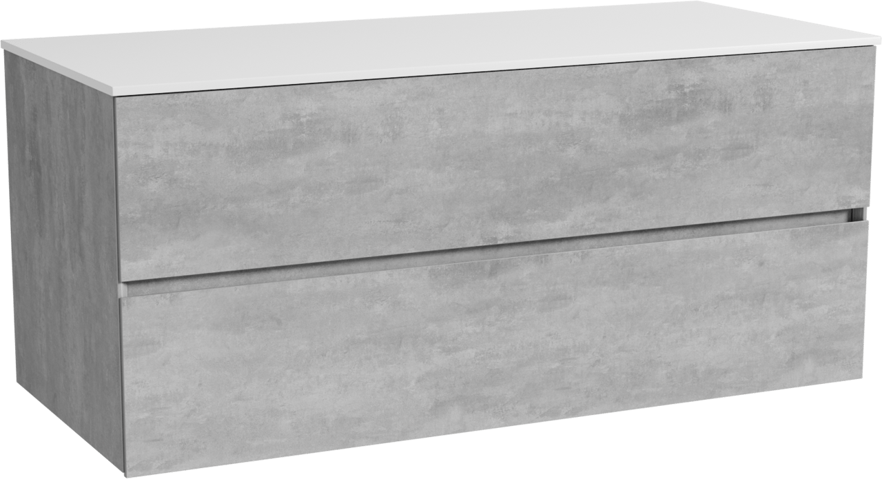 Storke Edge zwevend badmeubel 120 x 52 cm beton donkergrijs met Tavola enkel of dubbel wastafelblad in solid surface mat wit
