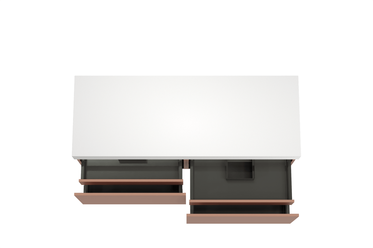 Balmani Sfera zwevend badkamermeubel 150 x 55 cm cotto met Dominus enkel of dubbel tablet in solid surface mat wit