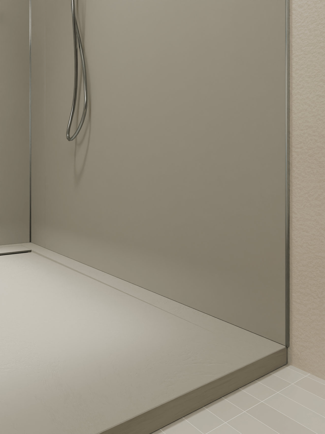 Luca Varess Artdeco Duschrückwand: 90 x 244 cm, Alu-Komposit, Steingrau matt