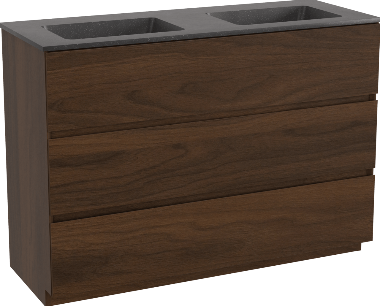 Storke Edge meuble salle de bains à poser 120 x 46 cm noyer avec Scuro double vasque en quartz noir mat
