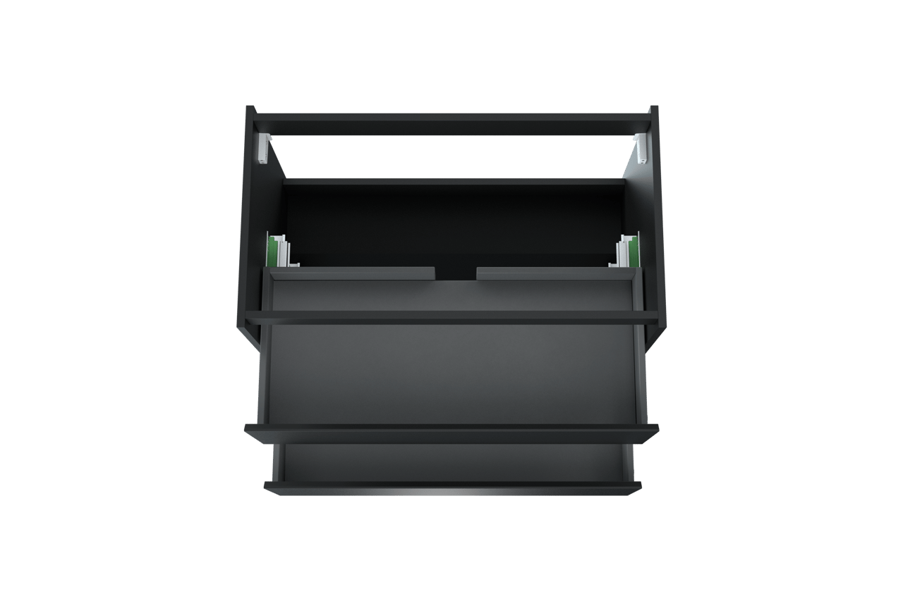 Storke Seda meuble sous-vasque suspendu 95 x 52 cm Noir Mat 2 tiroirs