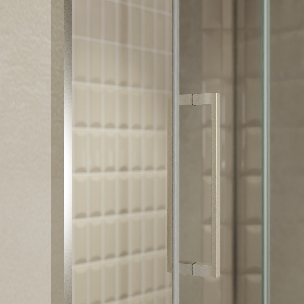 Balmani Senses Design porte pivotante à droite 140 cm x 210 cm verre Miroir Reflex, Profil Brushed CoolMetal