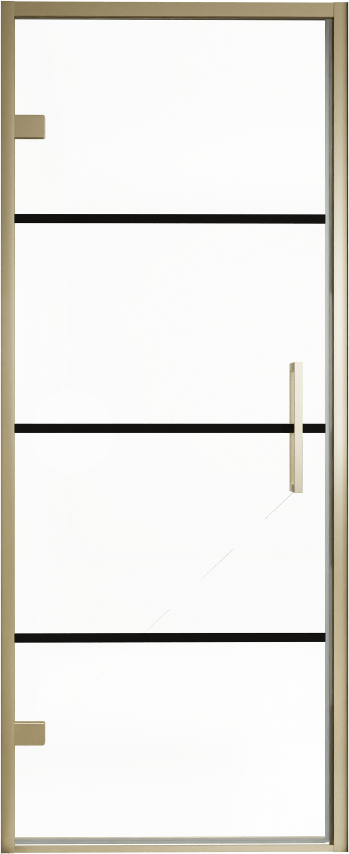 Balmani Senses Design douche draaideur links 90 cm x 210 cm Lined glas, Brushed Champagne Gold profielen, met coating