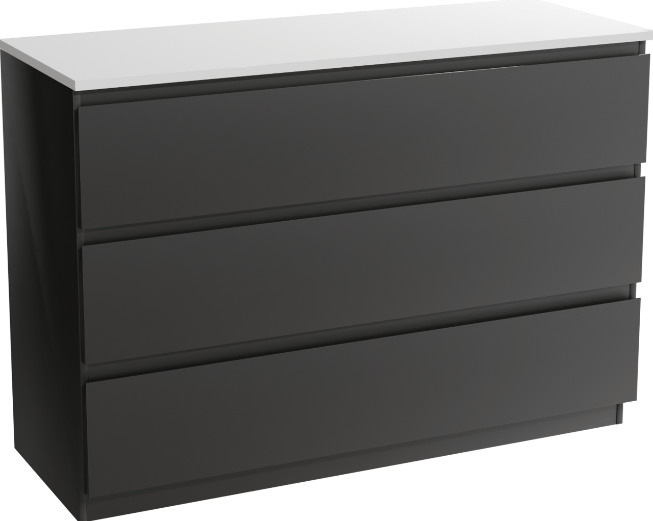 Linie Lado freistehendes Möbelstück Set: 120 x 46 cm, Schwarz matt, mit Lado Doppel Waschtischplatte, Marmorkomposit Weiß glänzend