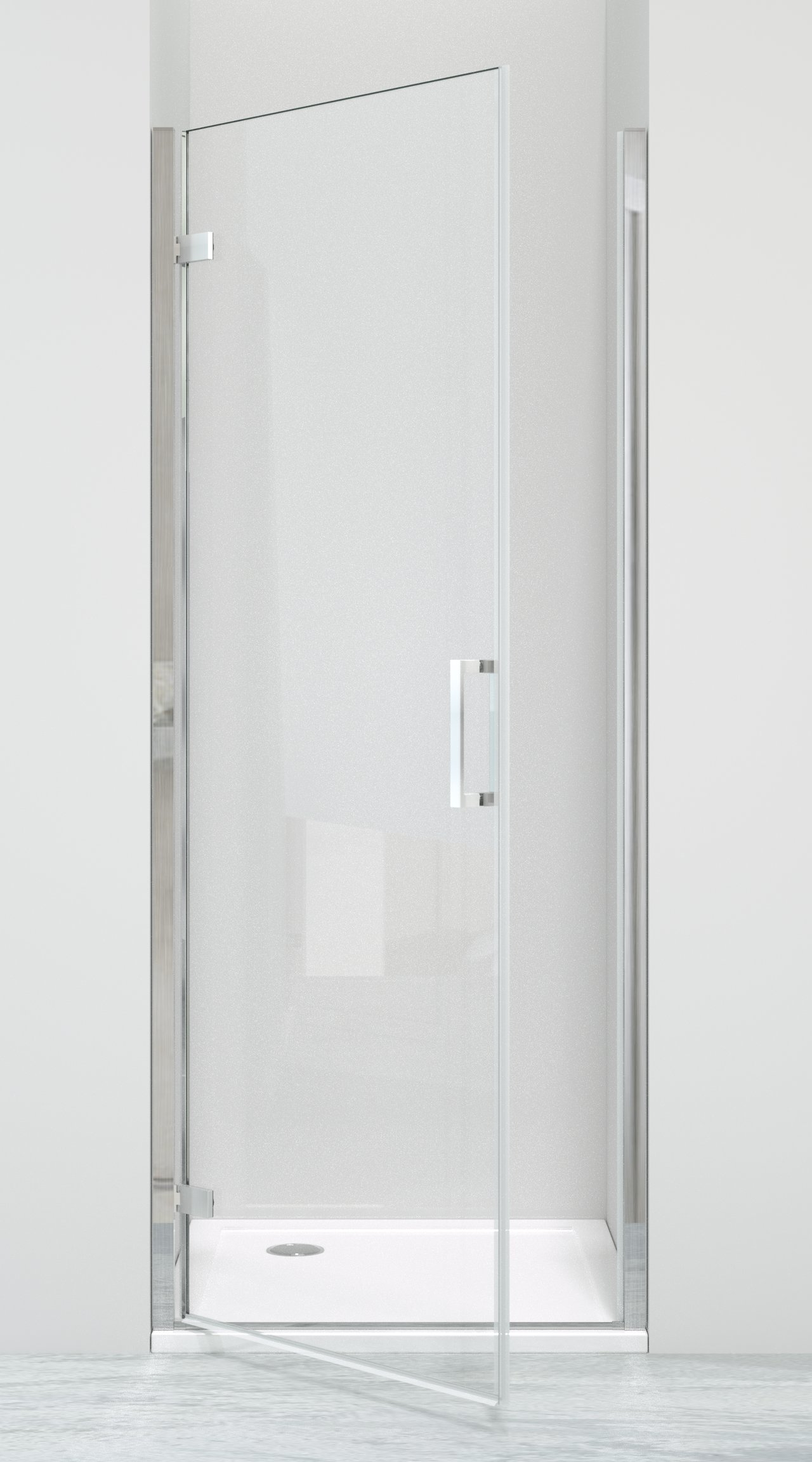 Luca Varess Nona porte pivotante 85 x 200 cm verre transparent profil chrome brillant